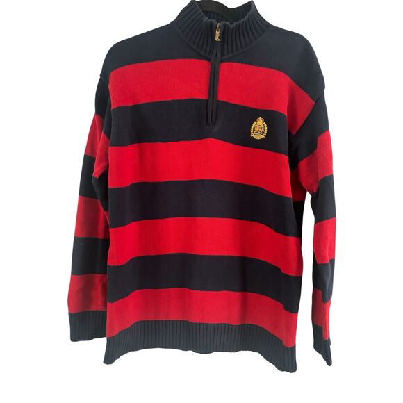 Lauren Ralph Lauren Other - Ralph Lauren LRL Men's Large Cotton Knit Navy Red Quarter Zip Pullover Sweater